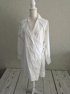 SPANX White Dress Shirt Wrap Dress Size Large